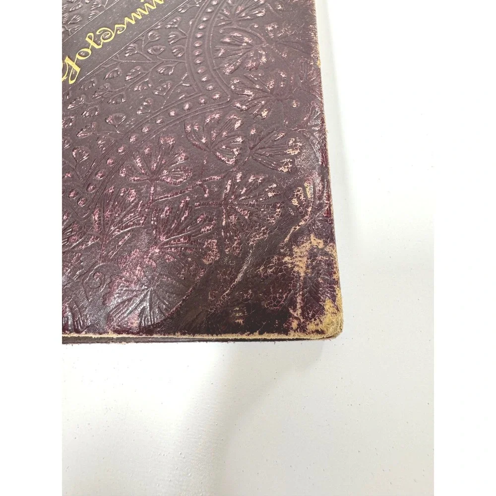 Antique Oliver Goldsmith Leather Bound Book Embossed Floral Burgundy Gold Gilt